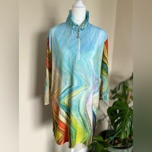 Valentina Women’s Multicolored Qtr Zip Top, Size XL